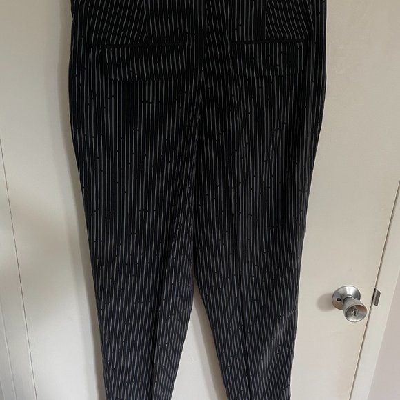 Equipment Pleated Black Silk Striped Pants - Picture 8 of 10